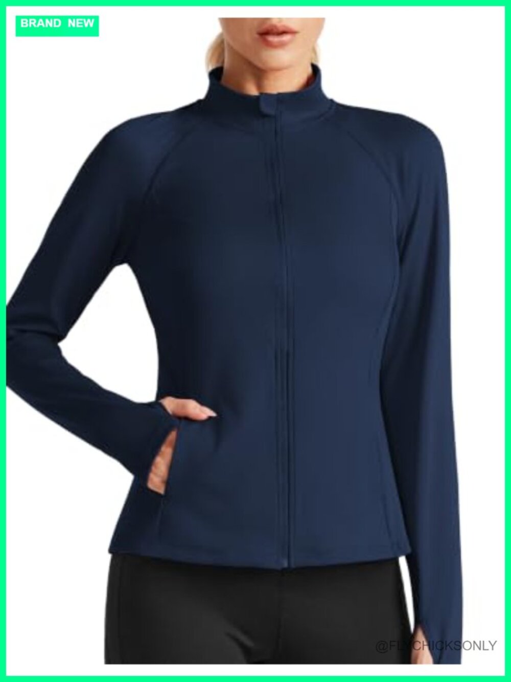 Women's Full Zip Athletic Workout Jacket with Pockets & Thumbholes